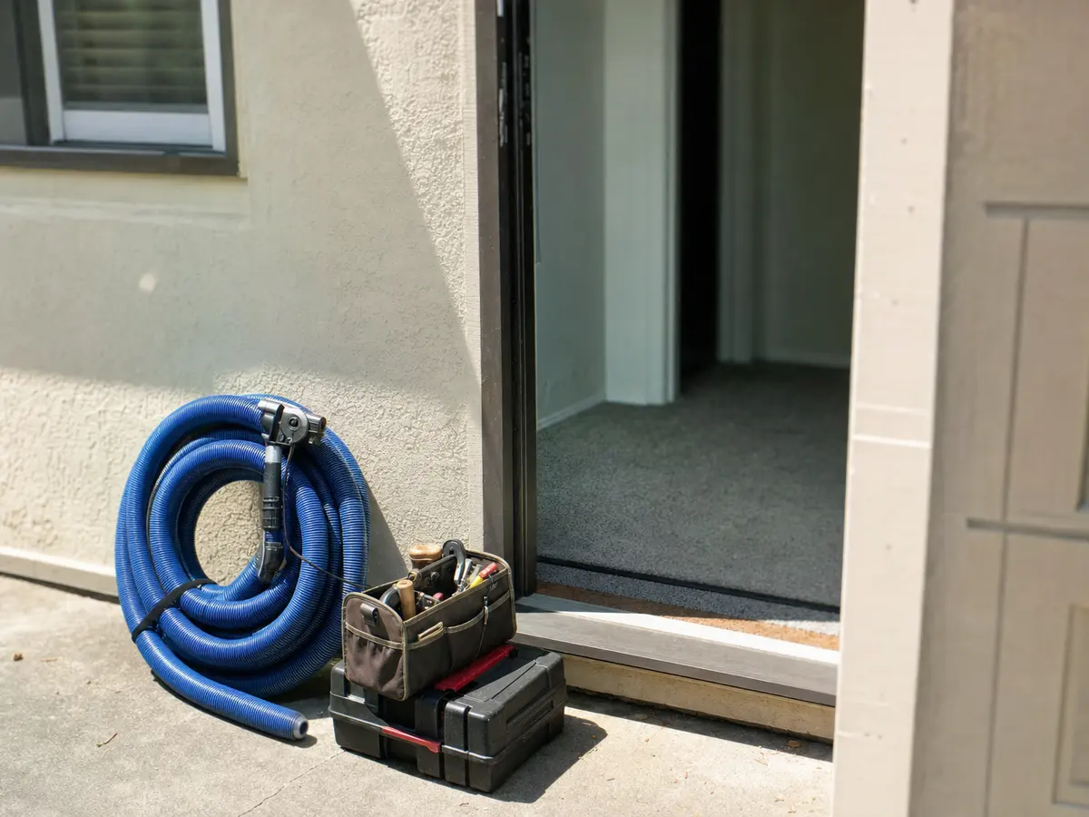 Freshly cleaned carpet with the furniture back in place — completed job in Van Nuys, CA