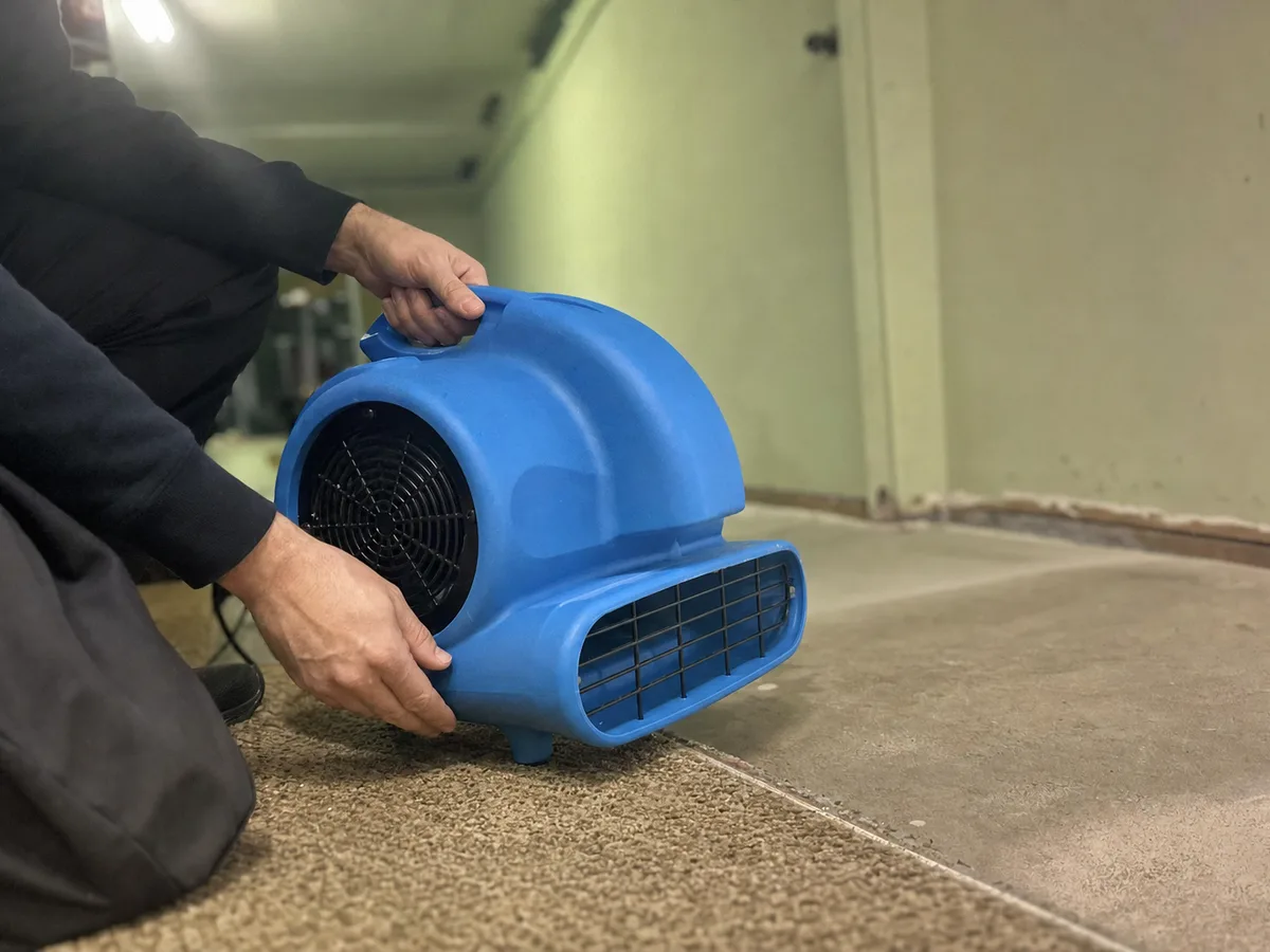 carpet cleaning technician on the job in Van Nuys, CA